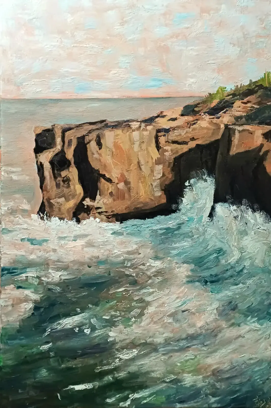 Klippe am Meer - Ölgemälde